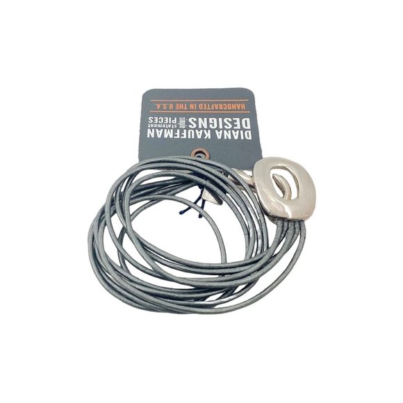 Diana Kauffman Wrap Around Unisex Bracelet, PLAYING HOOK,  Leather, Preppy, Grey - Picture 6 of 10